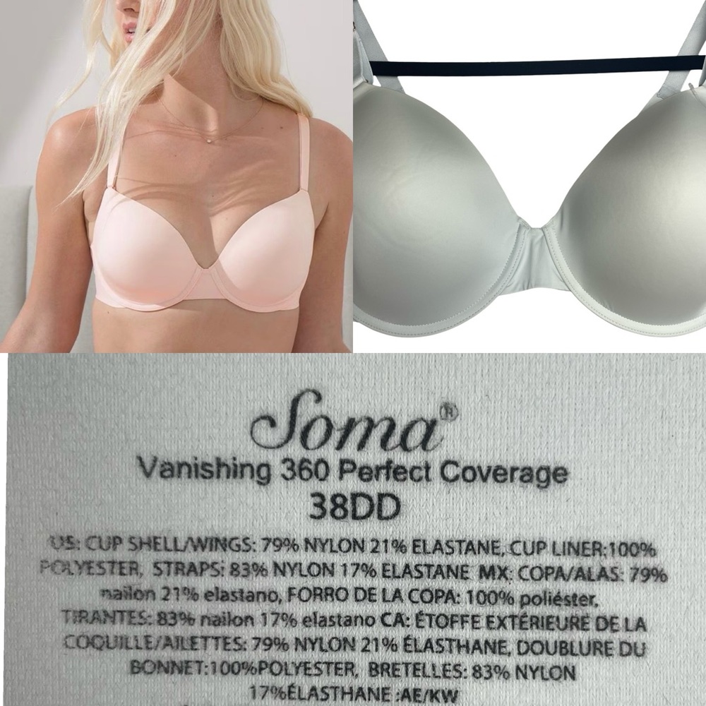 Soma NWT Size Women’s Vanishing 360 Perfect Coverage Bra Icy Blue Size 38DD